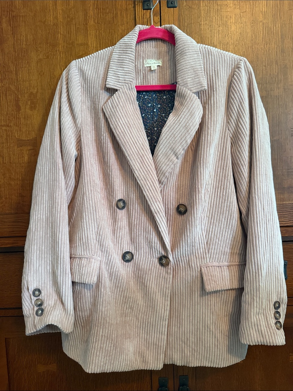 Hem & Thread Blush Colored Corduroy Jacket